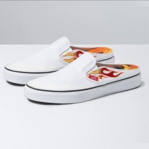 Vans X A$AP Worldwide Slip On White Shoes Mules Flames ASAP Rocky Women’s 7.5